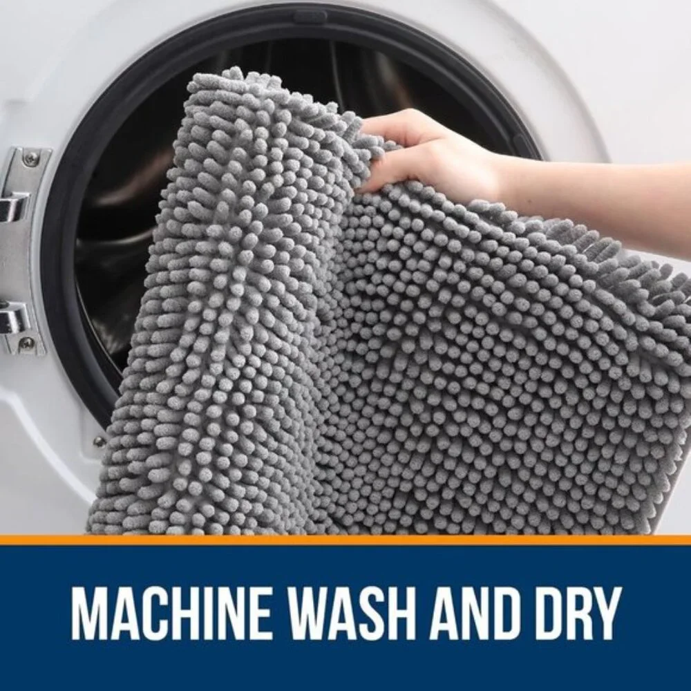 30x20 Bathroom Rug, Soft Absorbent Chenille, Quick Dry, Machine Washable, Grey